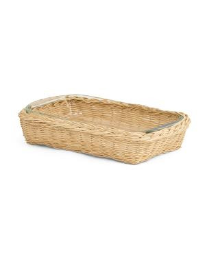 2pc 16x10 Glass And Rattan Oven To Table Baking Set | TJ Maxx