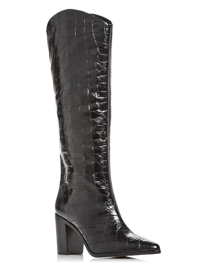 Women's Analeah Snake Embossed Leather High Heel Boots | Bloomingdale's (US)