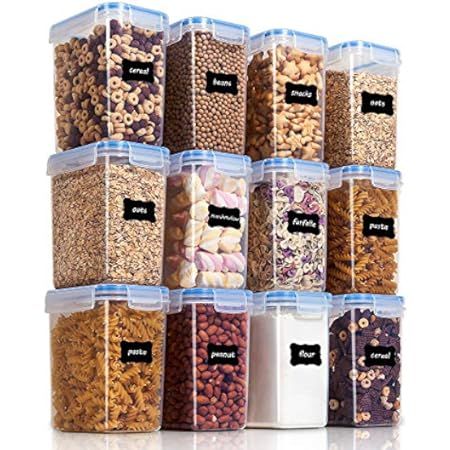 Vtopmart Airtight Food Storage Containers Set with Lids, 15pcs BPA Free Plastic Dry Food Canisters f | Amazon (US)