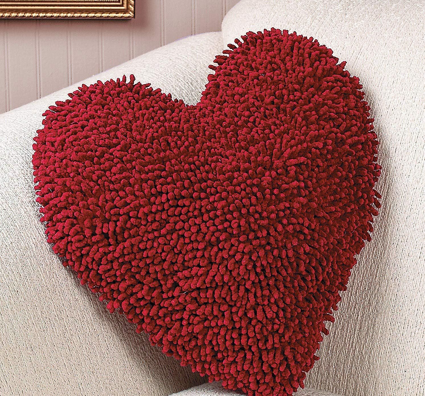 Fun Express Heart Shaped Chenille Pillow - 14 Inch - Valentine's Day Home Decor | Amazon (US)