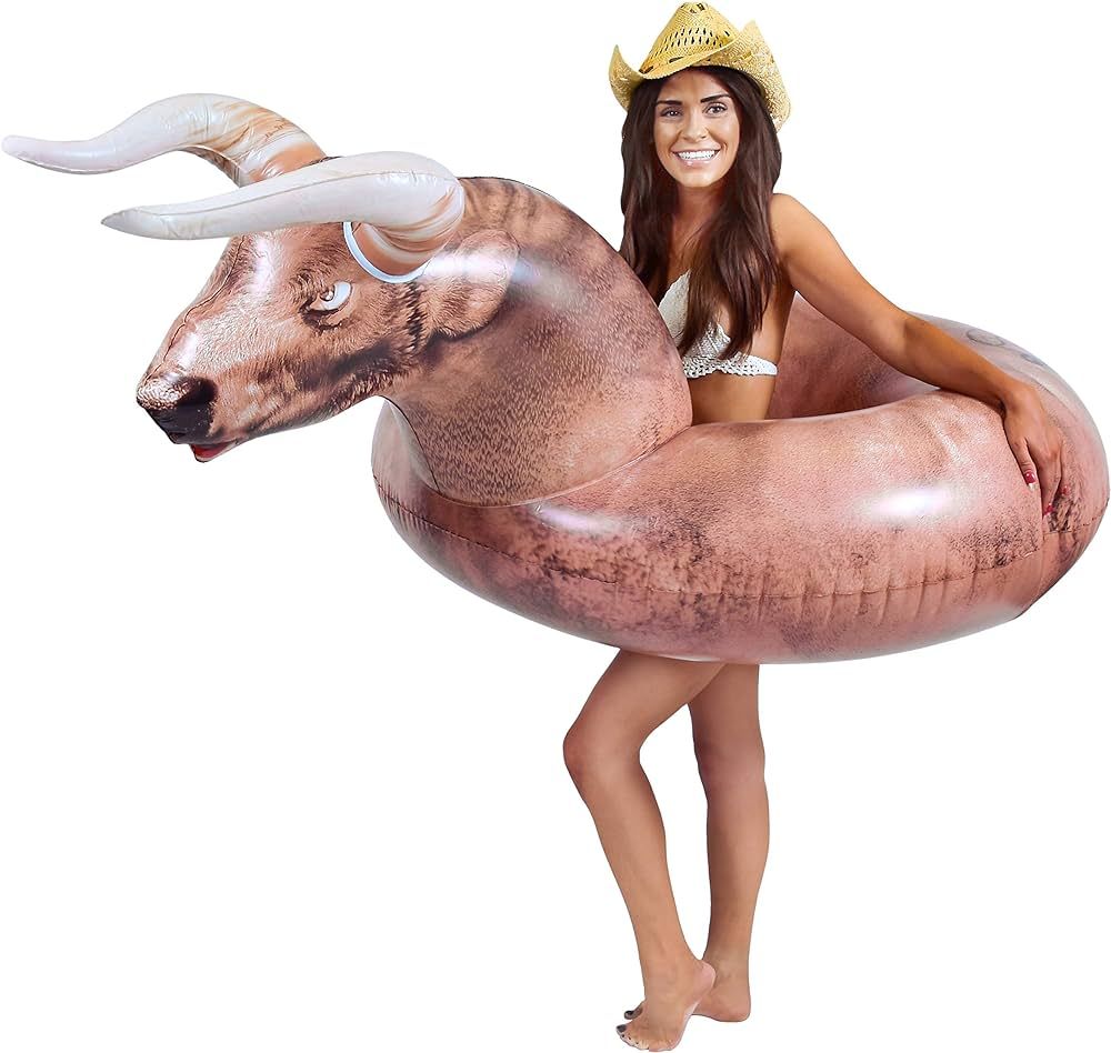 GoFloats Inflatable Buckin' Bull Pool Float Party Tube - Grab Summer By The Horns | Amazon (US)