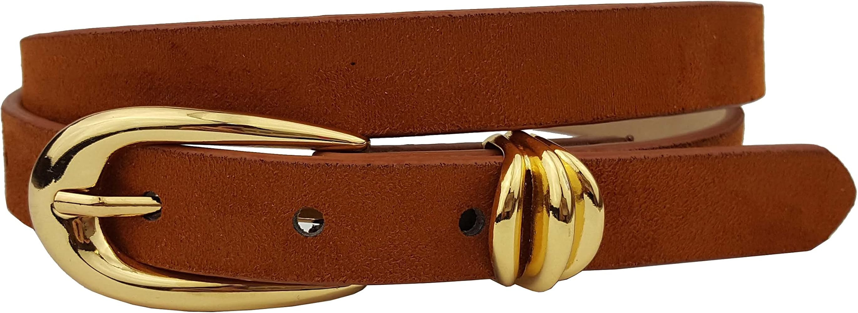Microfiber Suede Belt w. Classic Skinny Gold Buckle and Loop | Amazon (US)