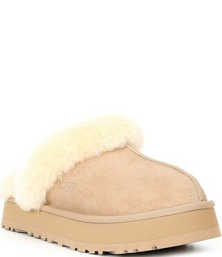 UGG Disquette Suede Fur Platform Slippers | Dillard's | Dillard's