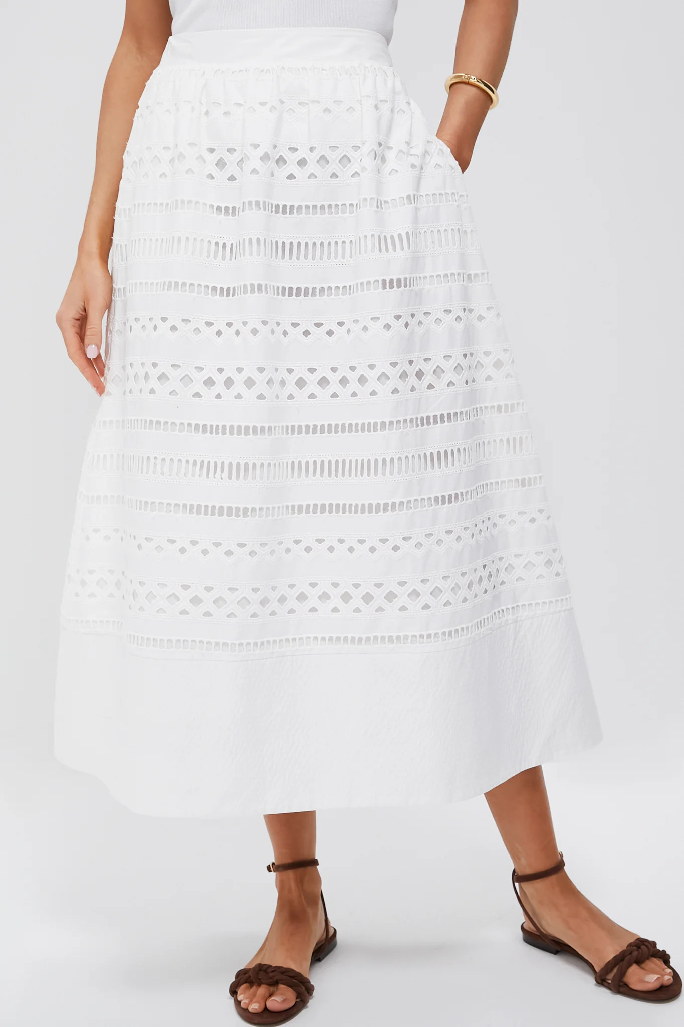 White Cotton Eyelet Laurel Skirt | Tuckernuck (US)