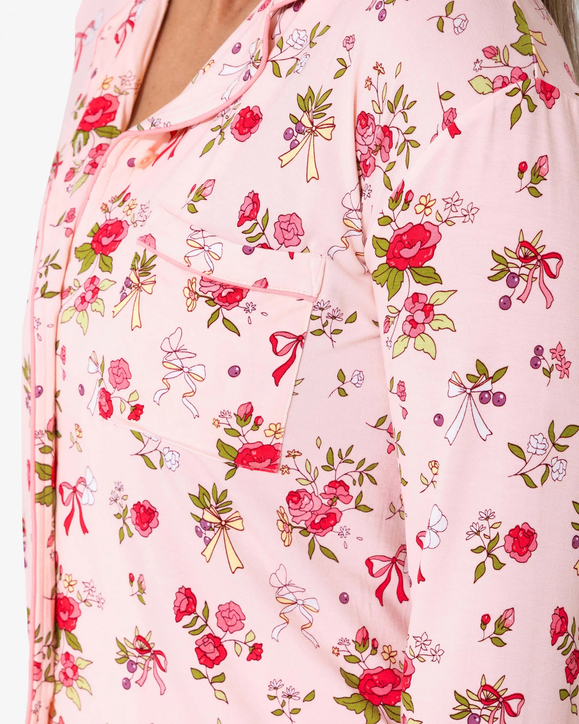 Bows & Blooms Bamboo Women's Pajama Set | Bellabu Bear