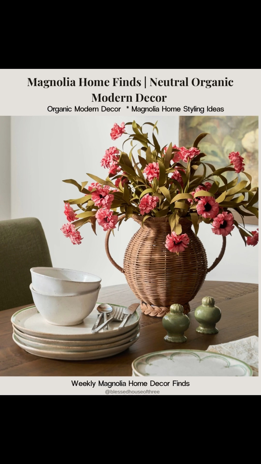 Sharing this week’s Magnolia Home neutral decor finds that perfectly fit an organic modern home. I love Magnolia pieces for styling coffee tables, shelves, and consoles because they add texture while keeping a calm neutral look. I’m linking several Magnolia favorites including this beautiful vase I have in my own home along with other Magnolia decor pieces that work in living rooms, entryways, kitchens, and shelves. Neutral decor pieces including rattan vase and rattan lighting. Follow me on LTK for daily fashion, home decor and Amazon finds.

#LTKHome #LTKSaleAlert