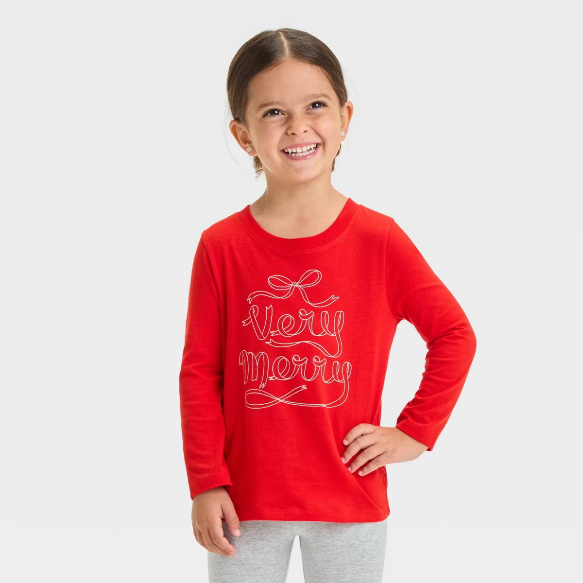 Toddler Girls' Christmas Very Merry Long Sleeve Graphic T-Shirt - Cat & Jack™ Medium Red 2T | Target