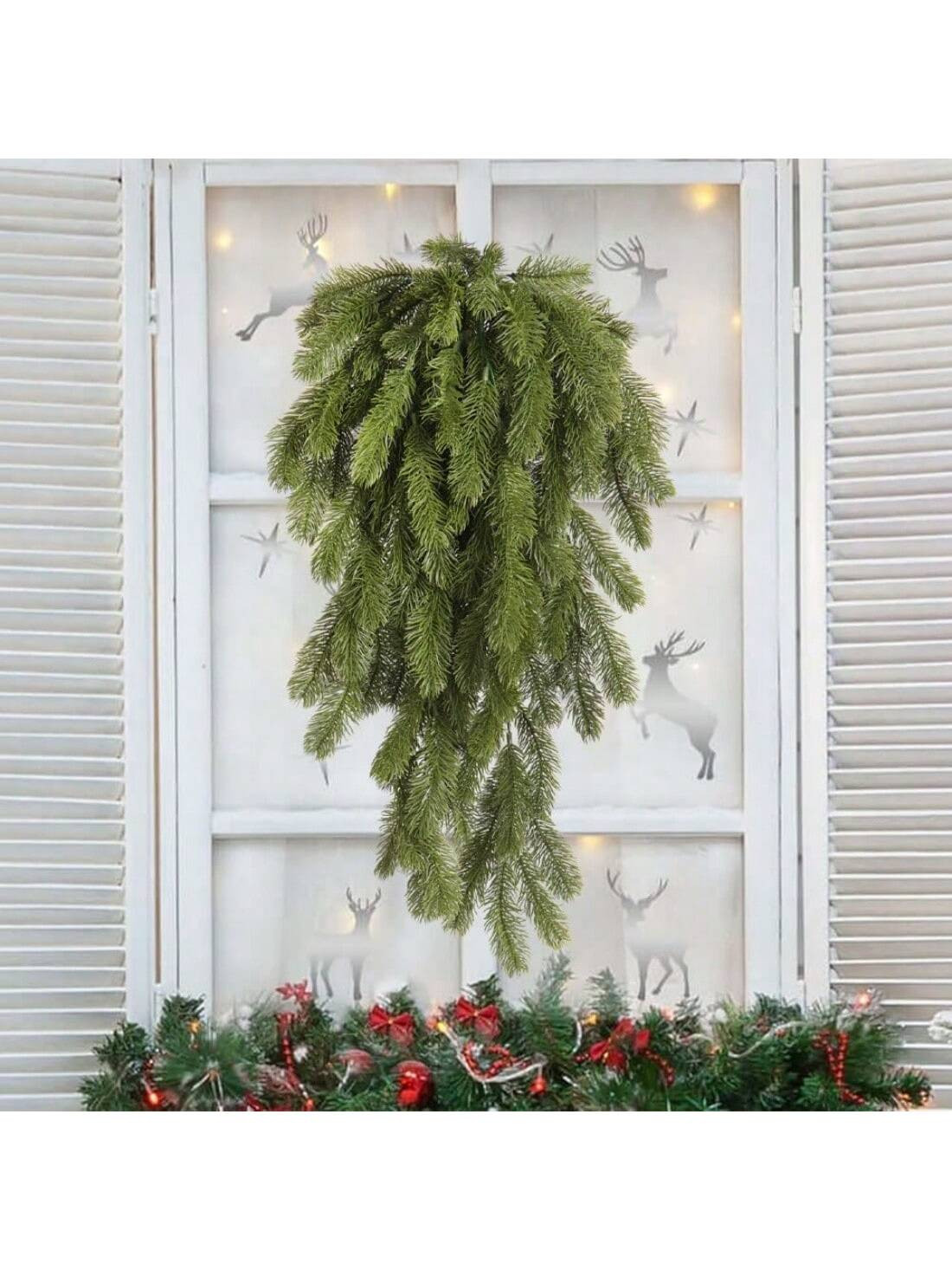 1pc Artificial Christmas Teardrop Christmas Door Swag Artificial Christmas Pine Needle Hanging Ch... | SHEIN
