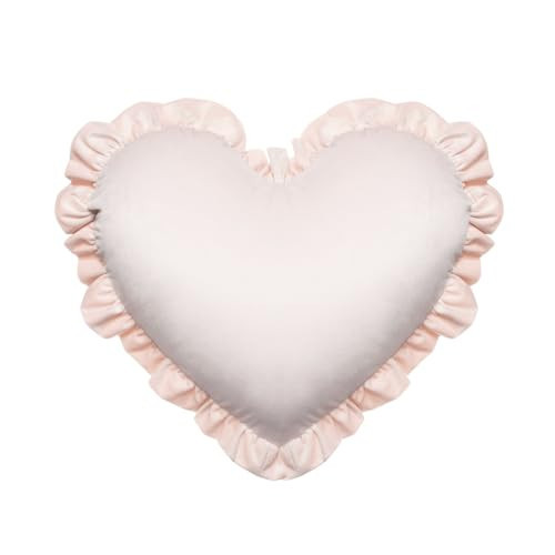 MOJUN Heart Pillow, Light Pink Ruffles Design Love Throw Pillows Decorative Pillows for Bed Couch Cute Room Decor Heart Shaped Throw Pillow Cushion for Living Room Bedroom Gifts Pillows | Amazon (US)