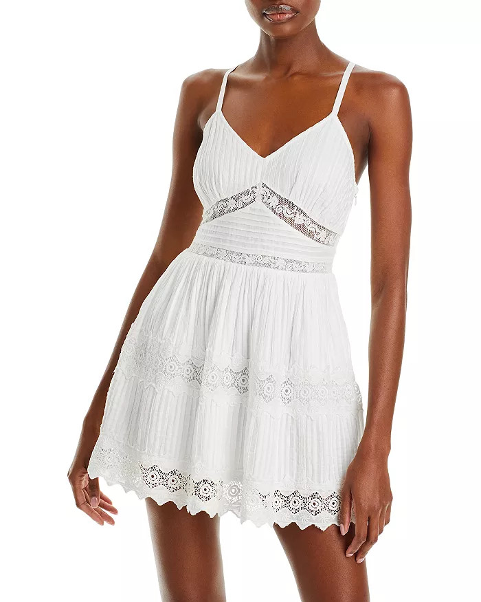 Cinnamon Pintucked Lace Inset Mini Dress | Bloomingdale's (US)