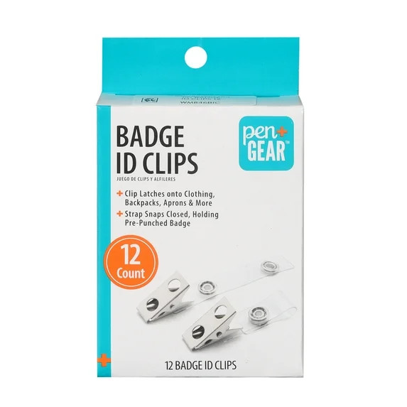 Pen+ Gear Specialist ID Badge Clips with Vinyl Strap and Metal Bulldog Clip Clear,12ct | Walmart (US)