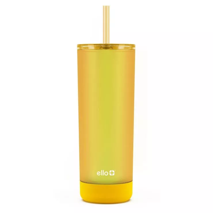 Ello Vita 20oz Stainless Steel Straw Tumbler - White Floral in