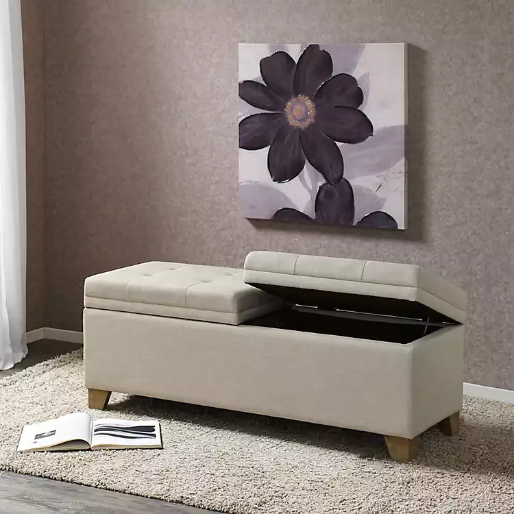 Neutral Split Seat Jackson Storage Bench | Kirklands Home | Kirklands