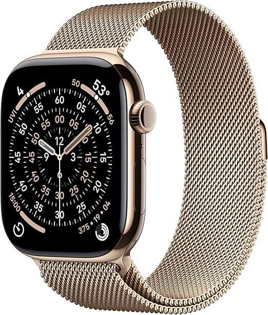 Apple Watch Series 11 [GPS + Cellular 46mm] Smartwatch with Gold Titanium Case with Gold Milanese... | Amazon (US)