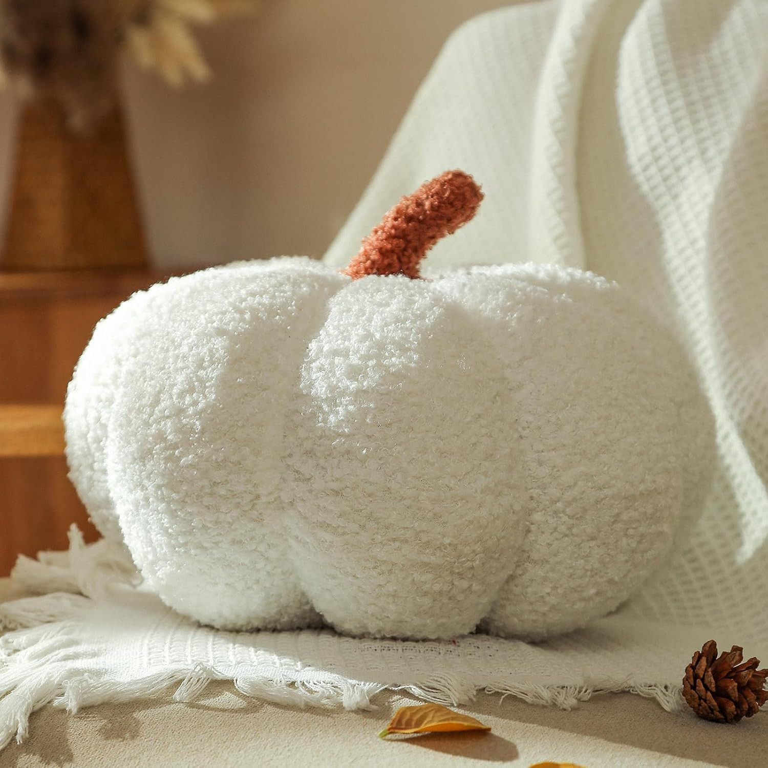 Halloween Pumpkin Pillows, White Pumpkin Shaped Throw Pillows Room Decoration, Teddy Fleece Cute ... | Amazon (US)