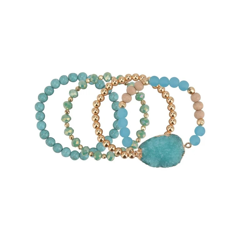 The Pioneer Woman - Women's Jewelry, Soft Gold-tone Bracelet Set with Resin Druzy and Semi-Precio... | Walmart (US)