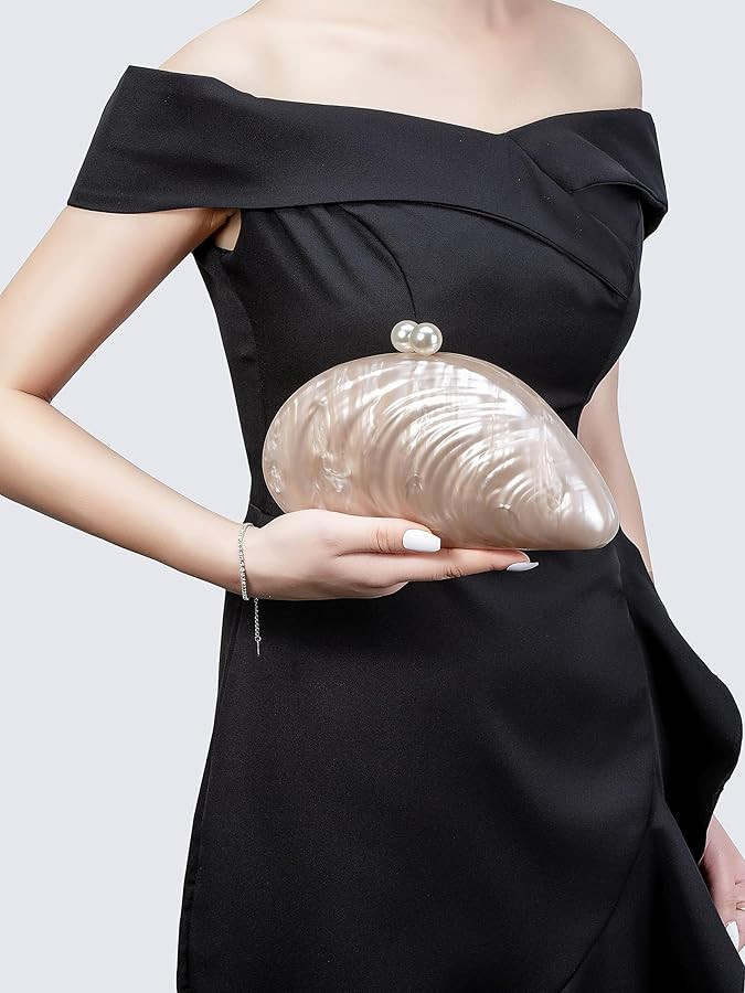 UMREN Seashell Chain Shoulder Bag for Women Acrylic Evening Clutch Bag Glitter Marble Purse Handb... | Amazon (US)