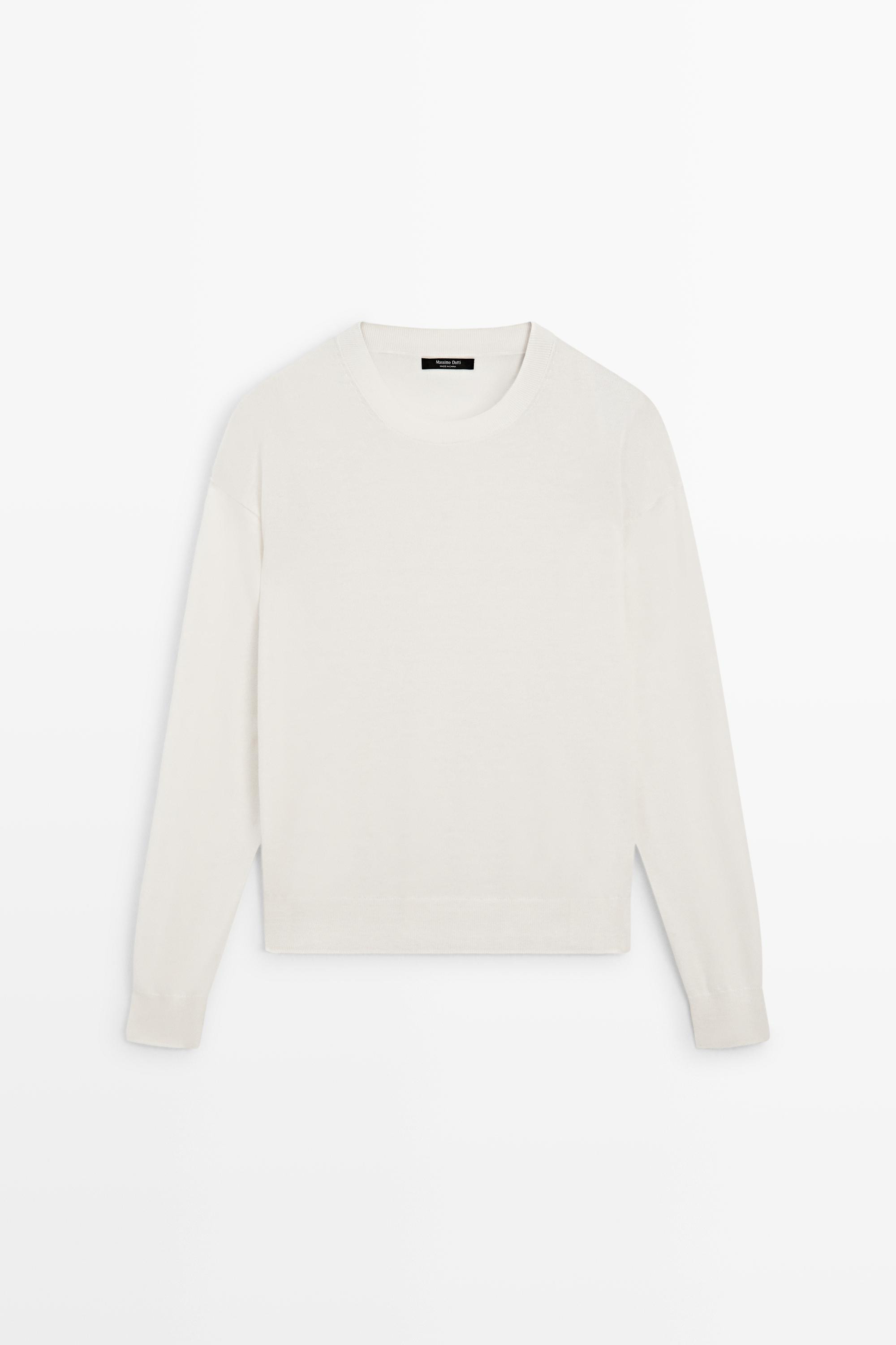 Fine knit round neck sweater | Massimo Dutti UK