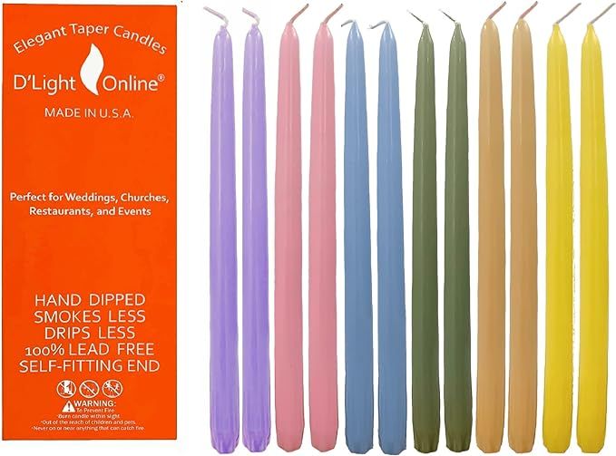 D'light Online Elegant Unscented Seasonal Spring Pastel Taper Candles Premium Quality - Hand-Dipp... | Amazon (US)