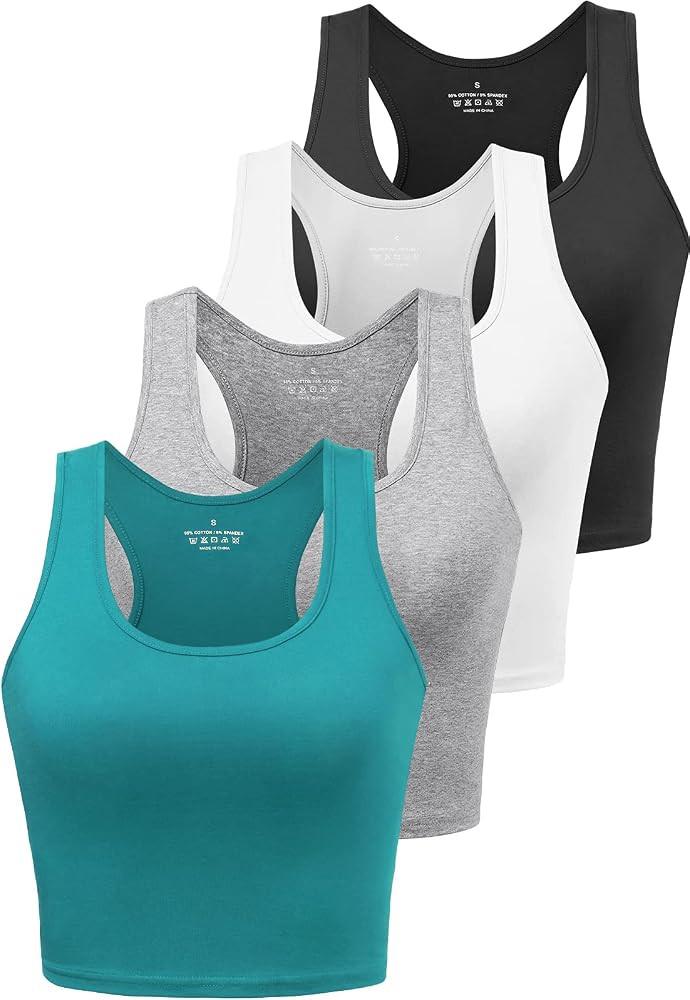 Joviren Cotton Workout Crop Tank Top for Women Racerback Yoga Tank Tops Athletic Sports Shirts Ex... | Amazon (US)