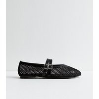 Women's Black Mesh Buckled Ballet Flats New Look | New Look (UK)
