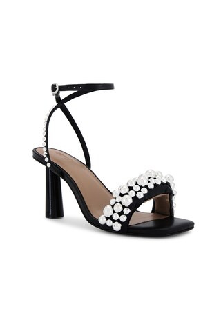 Arch NYC The Ballies Puff Sling Heel in Black & Silver from Revolve.com | Revolve Clothing (Global)