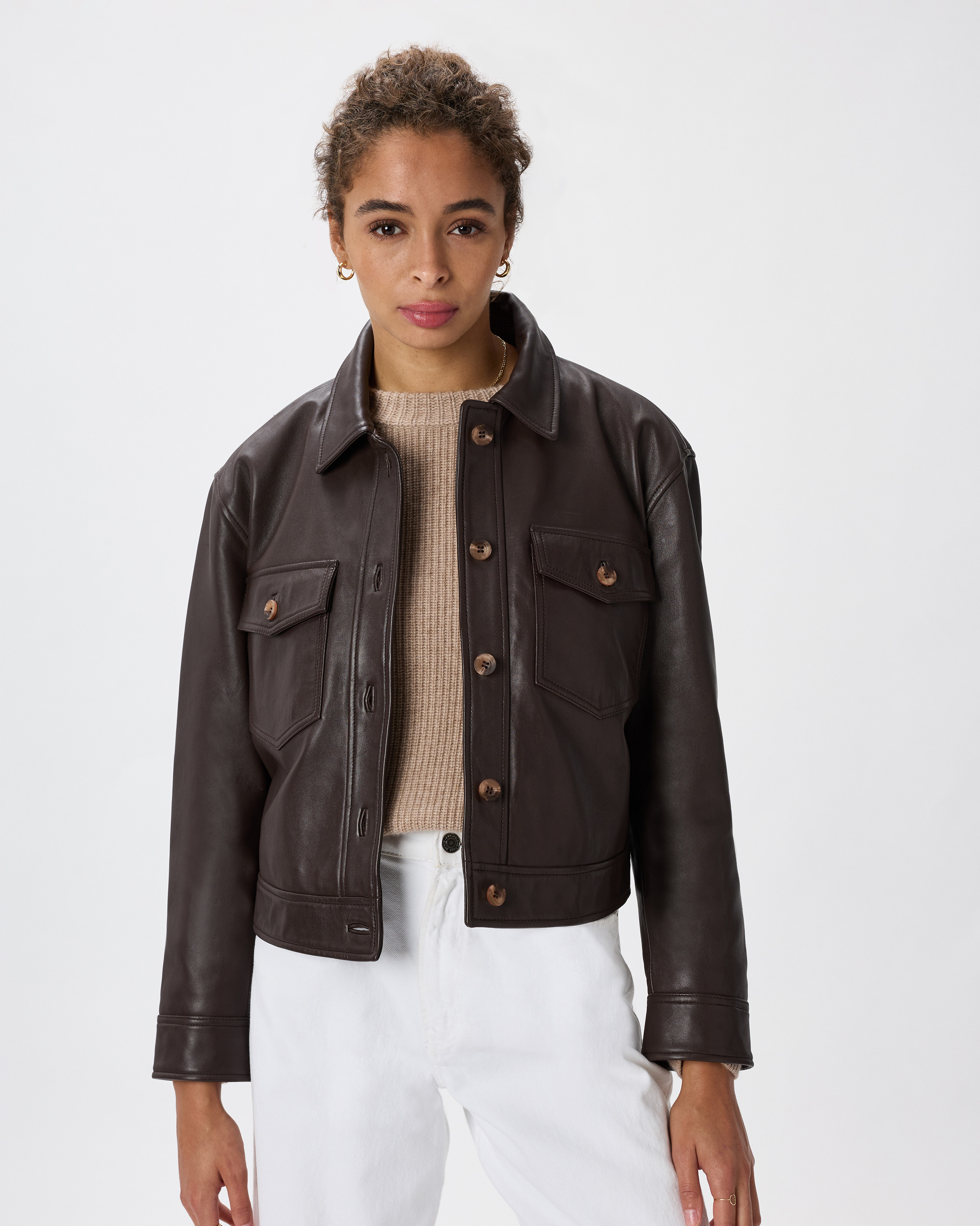 100% Leather Cropped Jacket | Quince