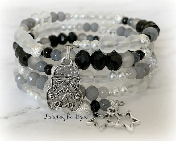 Star Wars Storm Trooper Disney Wrap Bracelet Infinity Memory Wire Galactic Empire Charm Black Whi... | Etsy (US)