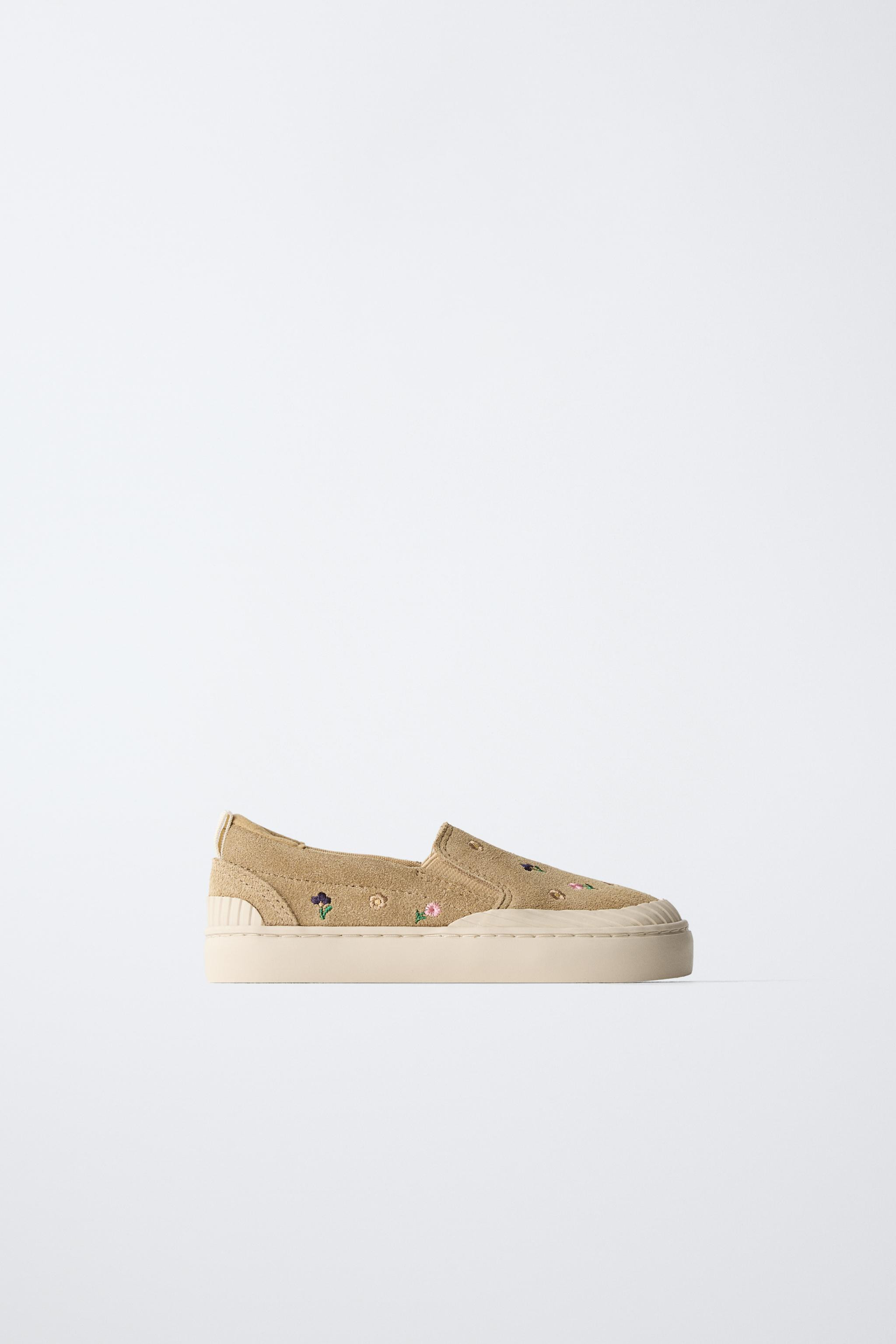 LEATHER FLORAL SNEAKERS | Zara US