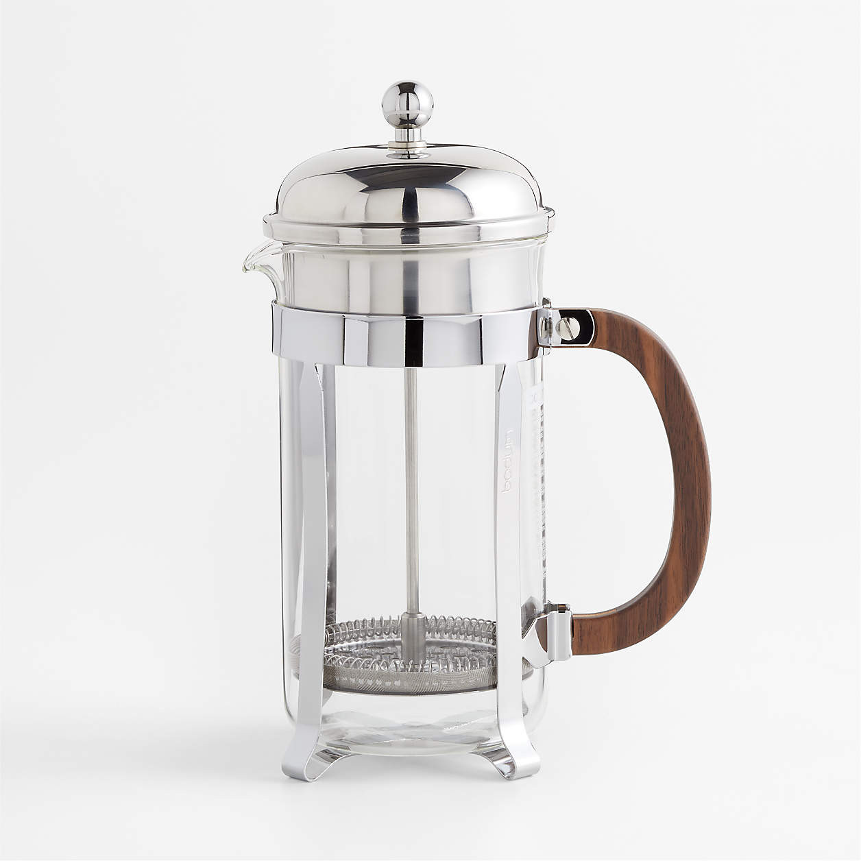 Bodum Chambord Stainless Steel 34-Oz. French Press with Walnut Wood Handle + Reviews | Crate & Ba... | Crate & Barrel