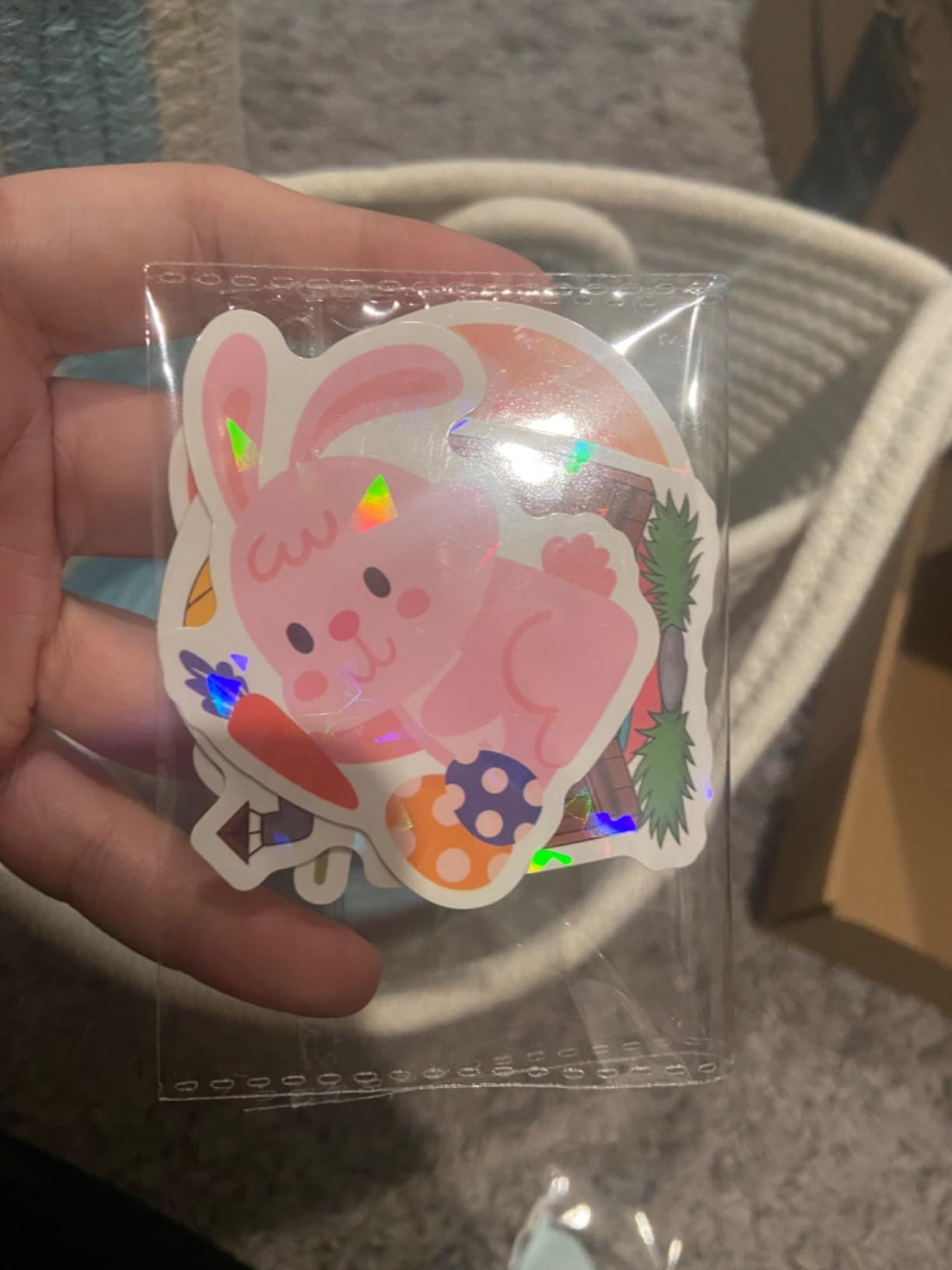 Easter Baskets for Kids, Pink Small Woven Rope Bunny Personalized Easter Basket Empty with Handle... | Amazon (US)