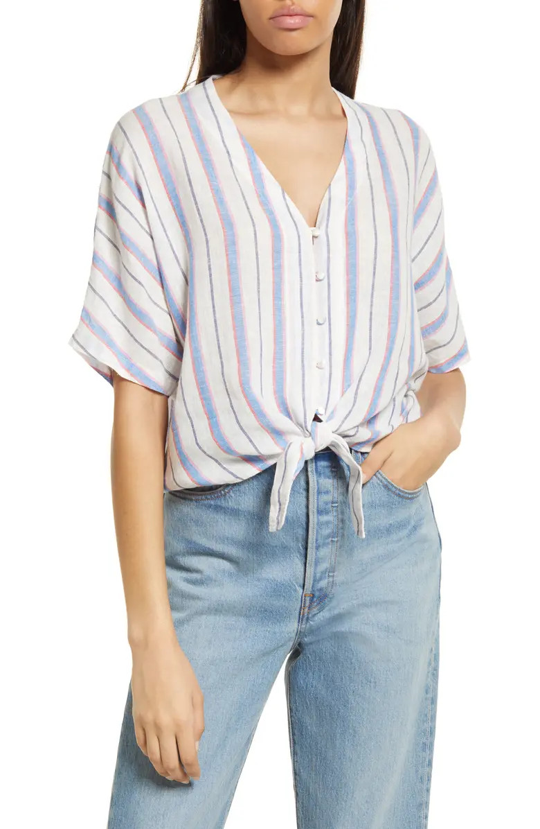 Thea Stripe Tie Front Top | Nordstrom