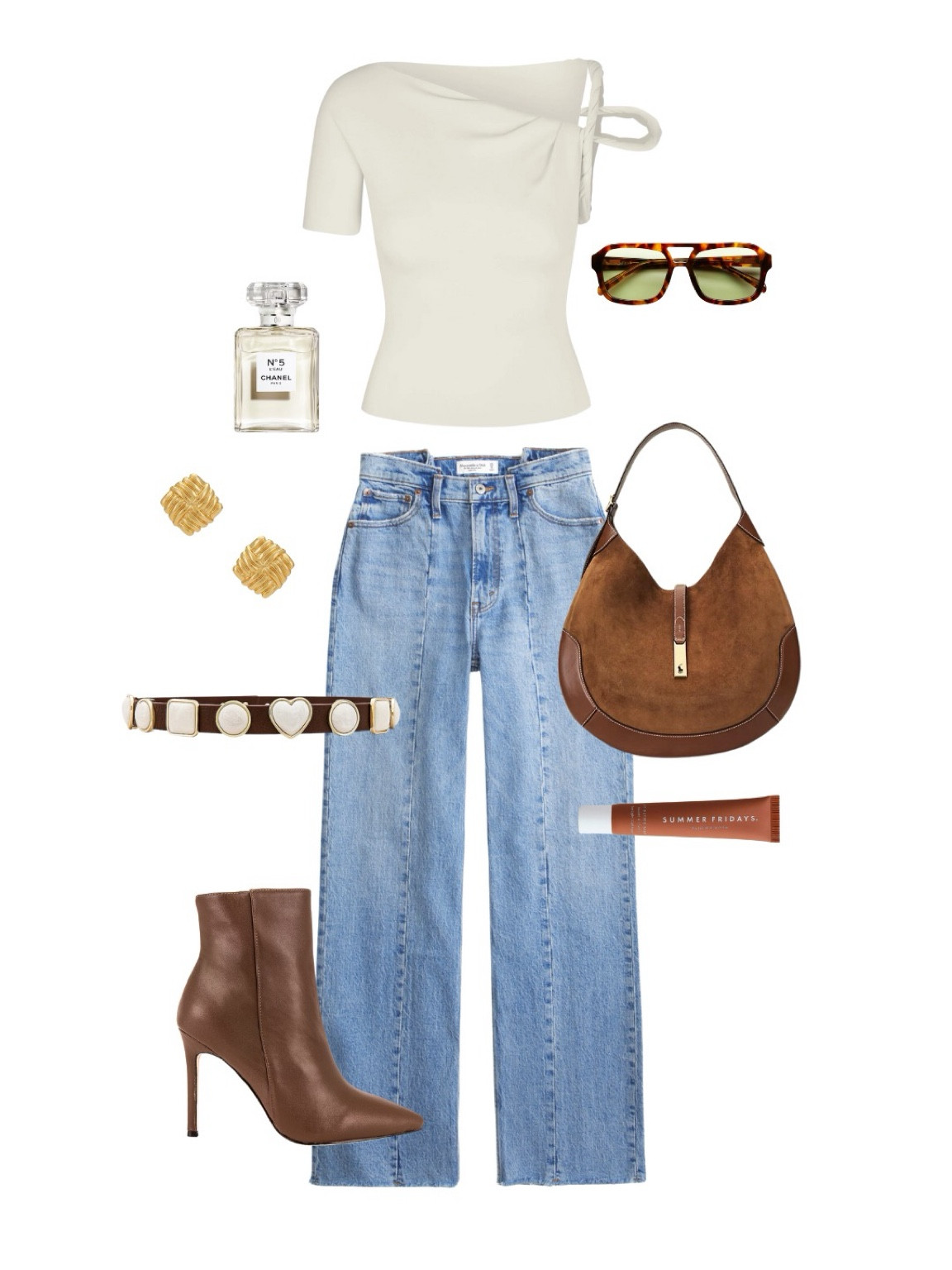 Top is from Khy by Kylie Jenner 🤍

Effortless chic for fall! Loving this one-shoulder top paired with wide-leg Abercrombie jeans and sleek ankle boots. Add a statement belt, tortoise sunglasses, and a Ralph Lauren suede bag to elevate the look. Perfect for a casual day out! 

#falloutfit #casualstyle #styleinspo

#LTKItBag #LTKSeasonal #LTKShoeCrush