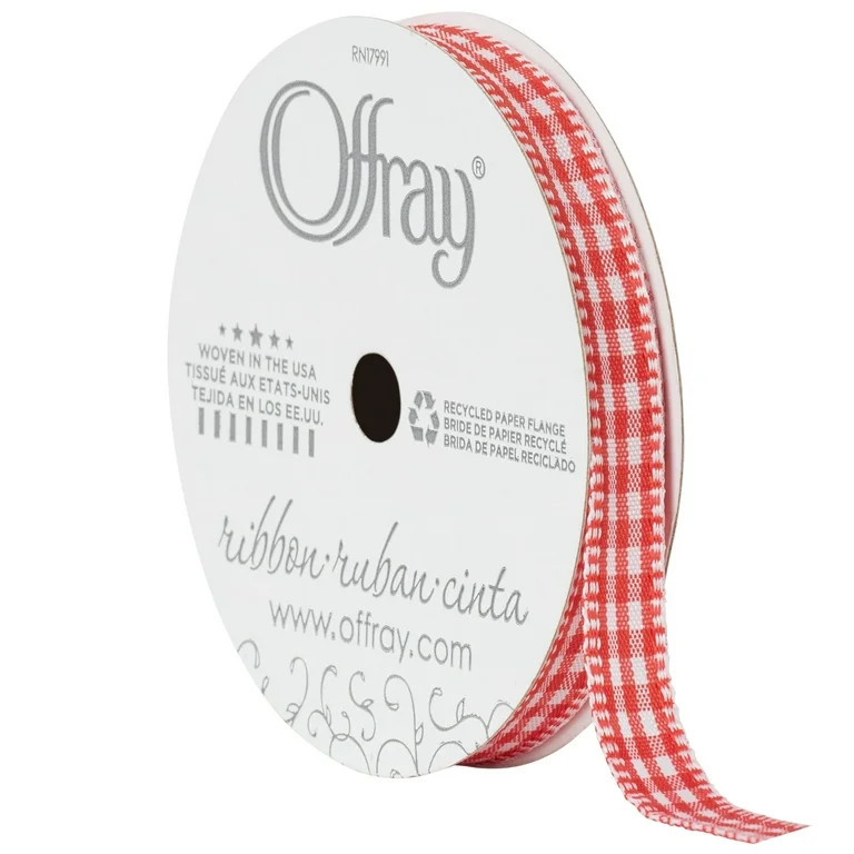 Offray Ribbon, Red 3/8 inch Gingham Woven Ribbon for Sewing, Crafts, and Gifting, 9 feet, 1 Each | Walmart (US)