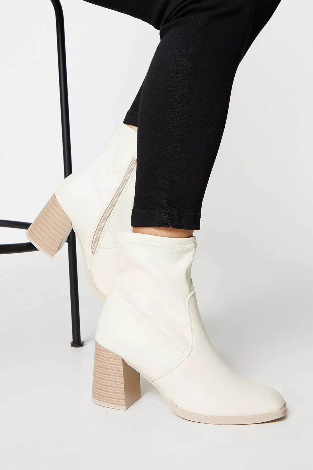 Boots | Square Toe Stacked Mid Heel Ankle Boots | Oasis | Debenhams UK