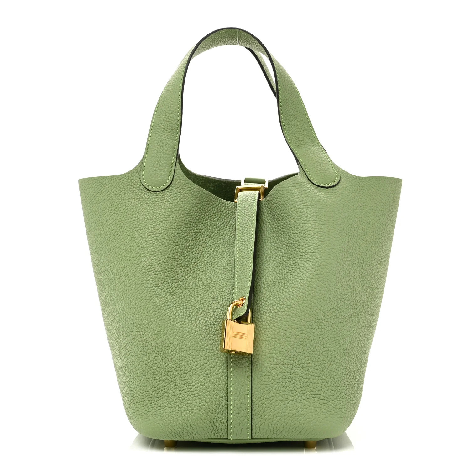 Hermes Taurillon Maurice Picotin Lock 18 PM Vert Criquet | FASHIONPHILE (US)