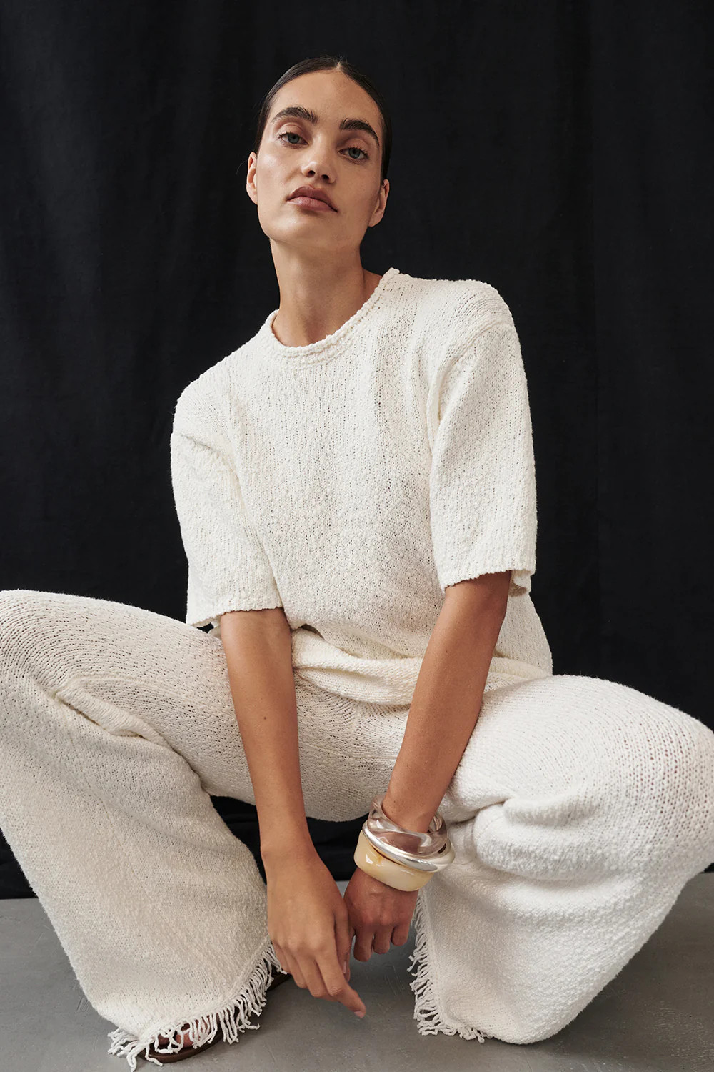 SUE OFF WHITE KNIT TEE | DISSH