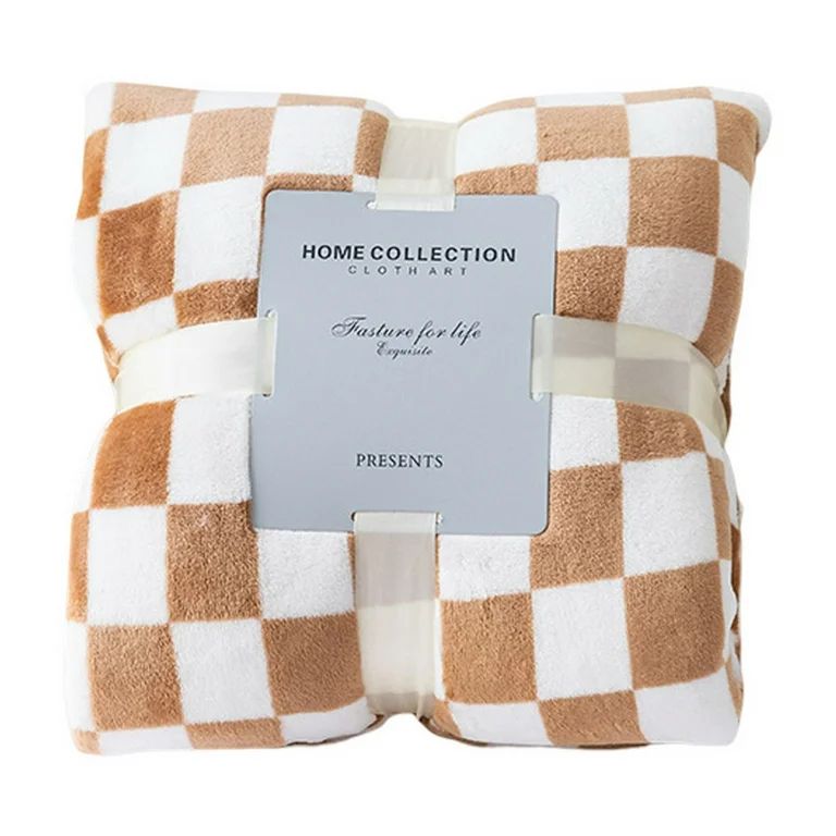 Throw Blanket Checkerboard Design Coldproof Polyester Bedroom Bed Winter Warm Flannel Blanket Sle... | Walmart (US)