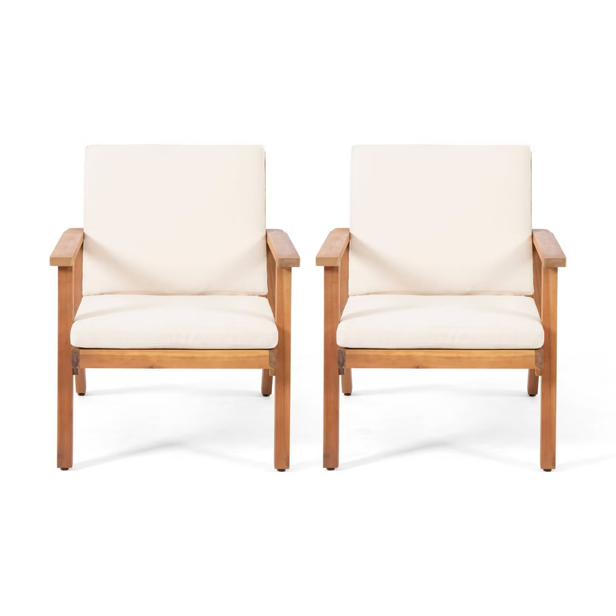 Temecula 2pk Outdoor Acacia Wood Club Chairs with Cushions - Brown Patina/Cream - Christopher Kni... | Target