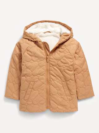 Quilted Heart Sherpa-Trim Hooded Jacket for Toddler Girls | Old Navy (US)