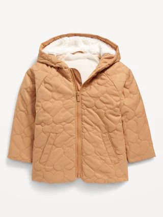 Quilted Heart Sherpa-Trim Hooded Jacket for Toddler Girls | Old Navy (US)