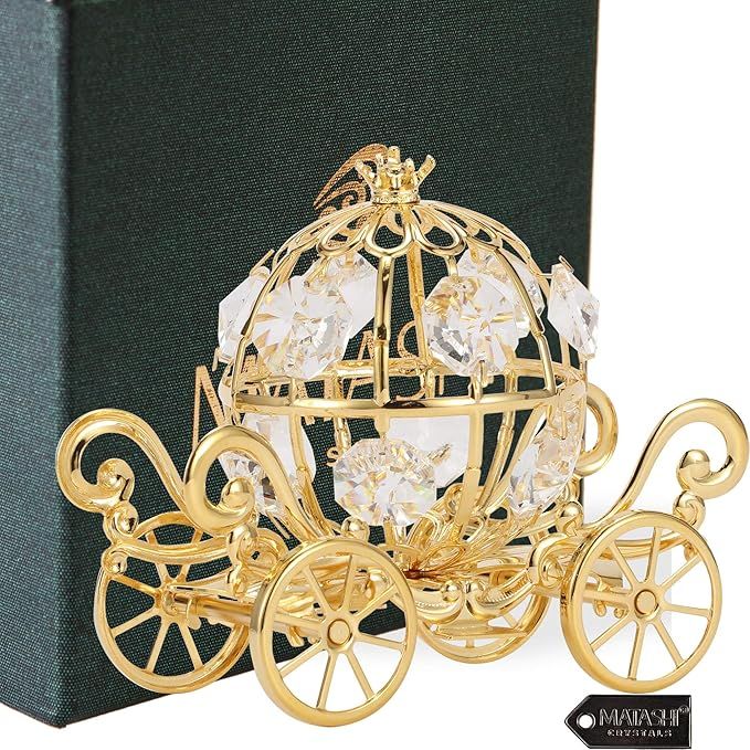 Mother's Day Present - Cinderella Pumpkin Coach 24K Gold Plated Crystal Ornament for Women | Prin... | Amazon (US)