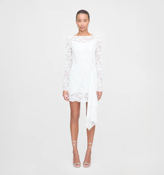 The Becca Dress - White Metallic Lace | Hill House Home US