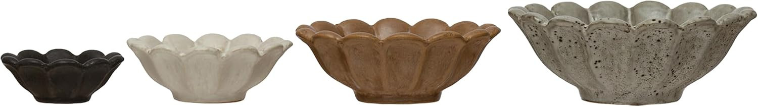 Creative Co-Op Stoneware Flower Bowls, 6" L x 6" W x 3" H, Multicolor | Amazon (US)