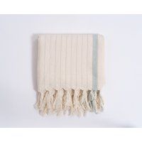 Boho Picnic Blanket, Blue Striped Beach Throw, Neutral Table Cloth, Minimal Turkish Towel, Linen Cot | Etsy (US)