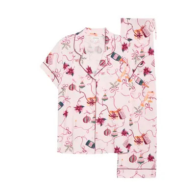Nordstrom Moonlight Eco Crop Pajamas in Ivory Egret Jungle Leopard at Nordstrom, Size Medium | Nordstrom
