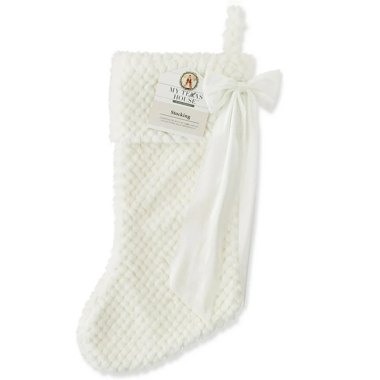 White Fur Christmas Stocking, 20", by My Texas House | Walmart (US)