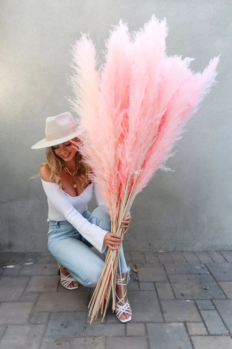 Pink DRIED PAMPAS GRASS large and fluffy  4ft for decor and | Etsy | Etsy (US)