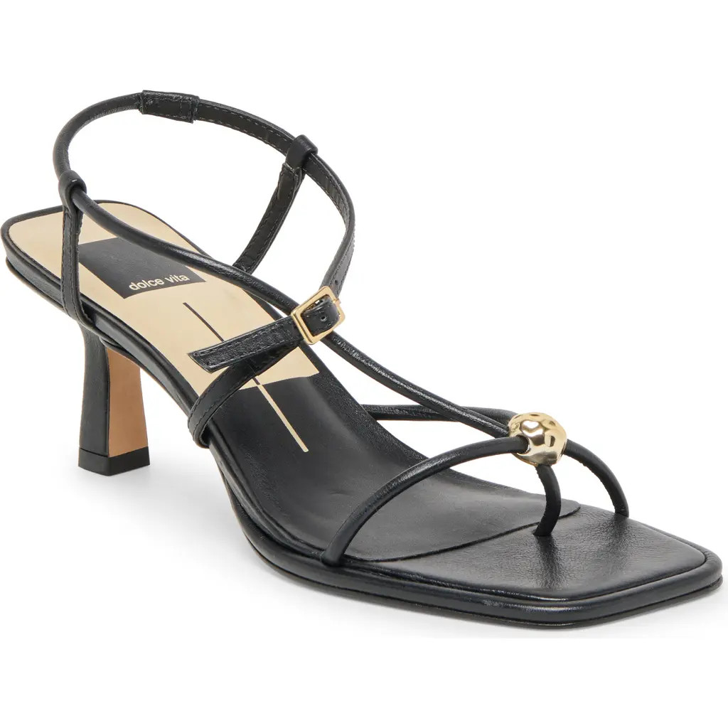 Dolce Vita Mylee Heels Sandal in Black Leather at Nordstrom, Size 7 | Nordstrom