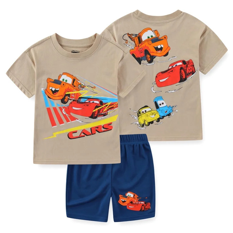 Disney Cars Lightning McQueen Short Sleeve T-Shirt and Mesh Short Set (Boys), 2 Piece Set, Sizes ... | Walmart (US)